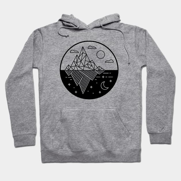 Two Geometric Mountains Day and Night Line Art Hoodie by DetourShirts